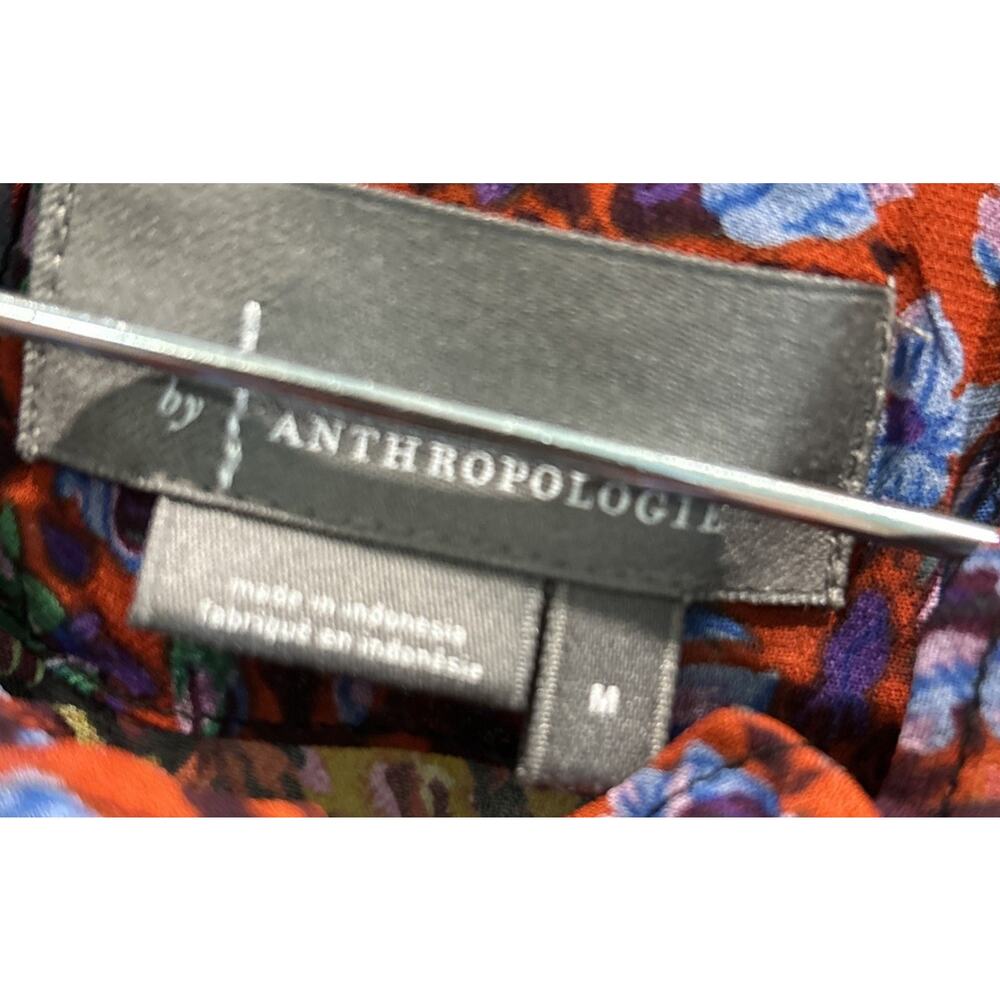 Anthropologie Helene Sheer Drop Waist Black Floral Ruffled Dress Size M *C3 - Picture 3 of 6